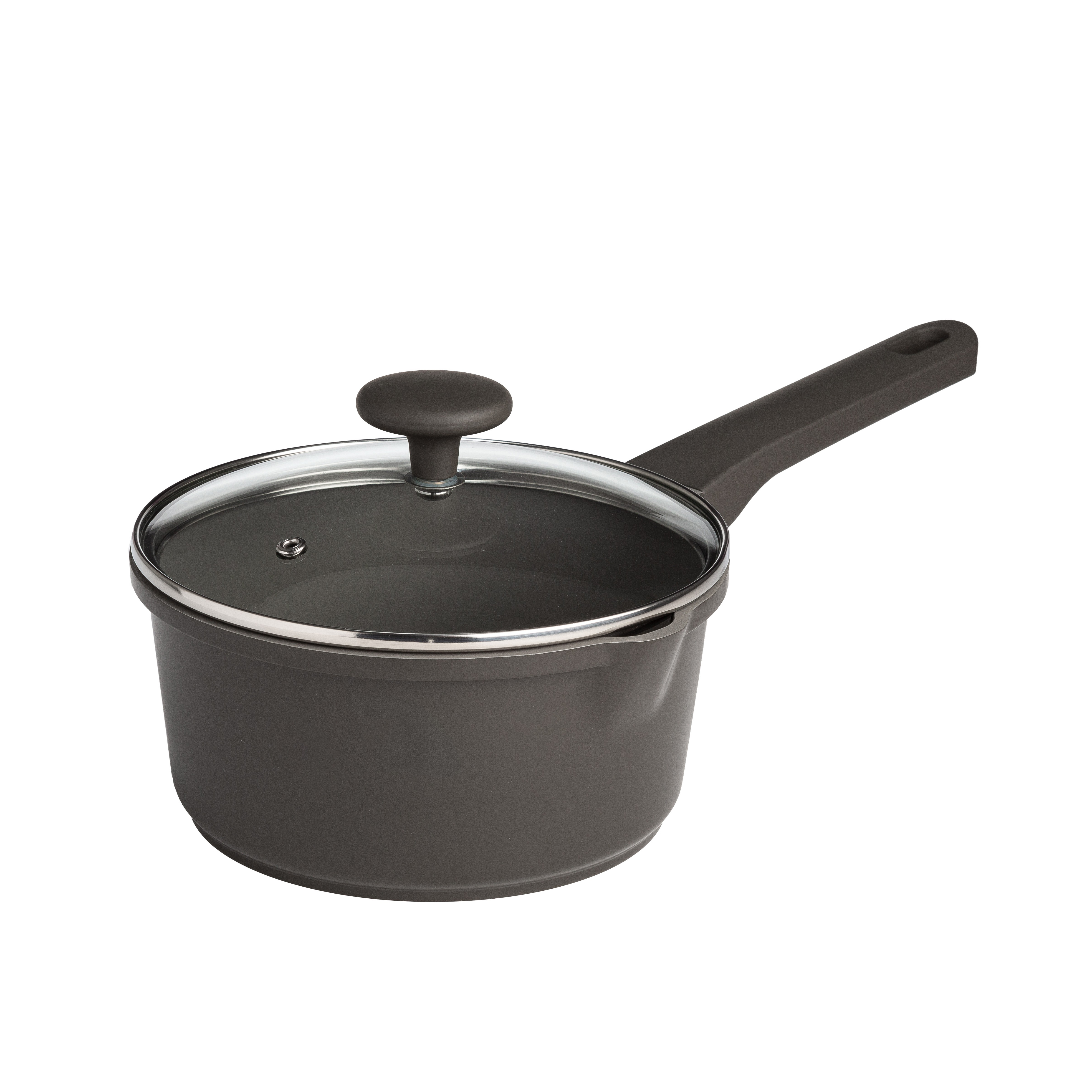 Aria Series EH12656-AS Sauce Pan, 2 qt, Aluminum, Charcoal, Comfort Grip, Soft Grip Handle