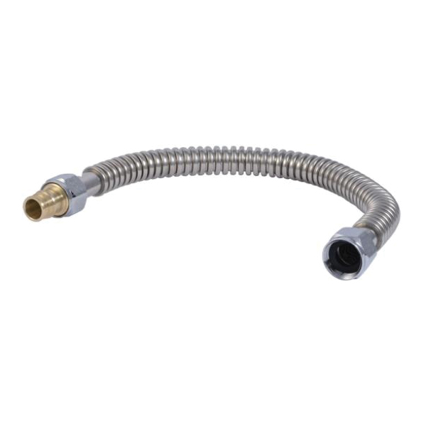 UAB3088FXSS18LF Water Heater Connector, 3/4 in, FIP, DZR Brass/EPDM/Stainless Steel, 19.4 in L