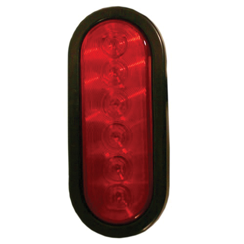 C569RK Oval Reduced Diode Stop/Tail/Turn Light Kit, LED Lamp, Red, Red Housing