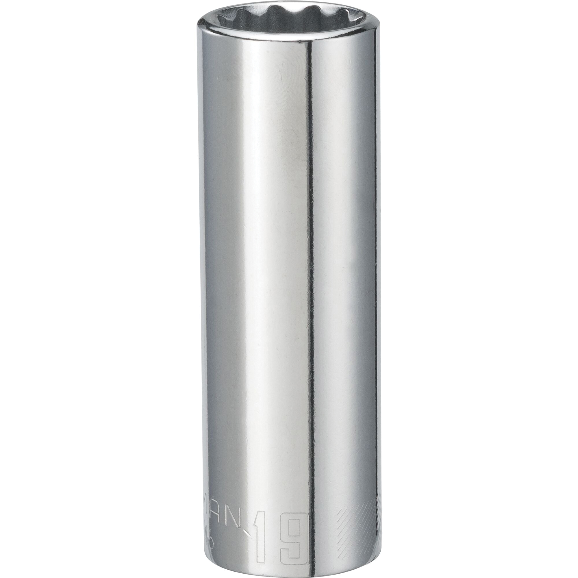CMMT44446 Socket, 19 mm Socket, 1/2 in Drive, 12-Point, Steel, Polished Chrome