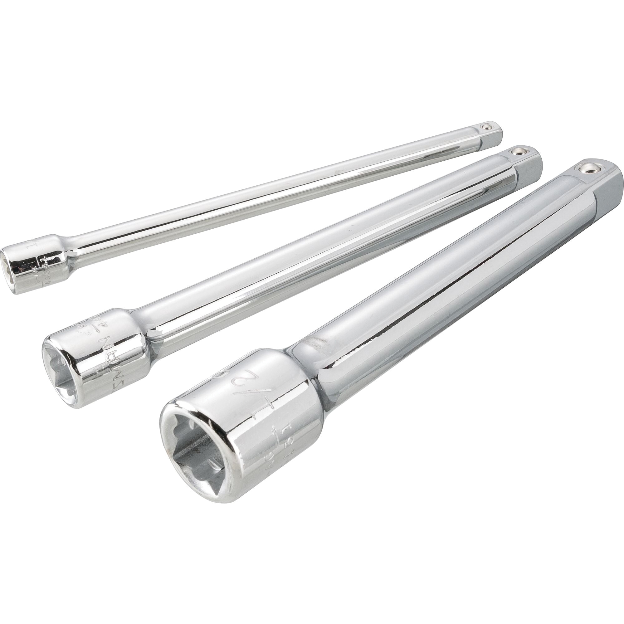 CMMT34533 Extension Bar Set, 1/2 in Drive, 1/4, 3/8, 1/2 in Output Drive, 6 in L, Polished Chrome