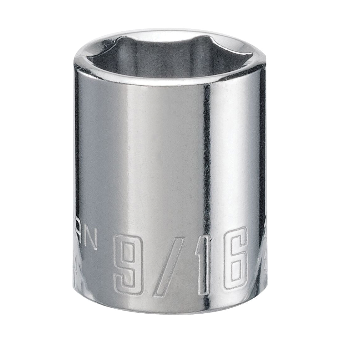 CMMT43004 Socket, 9/16 in Socket, 3/8 in Drive, 6-Point, Steel, Polished Chrome