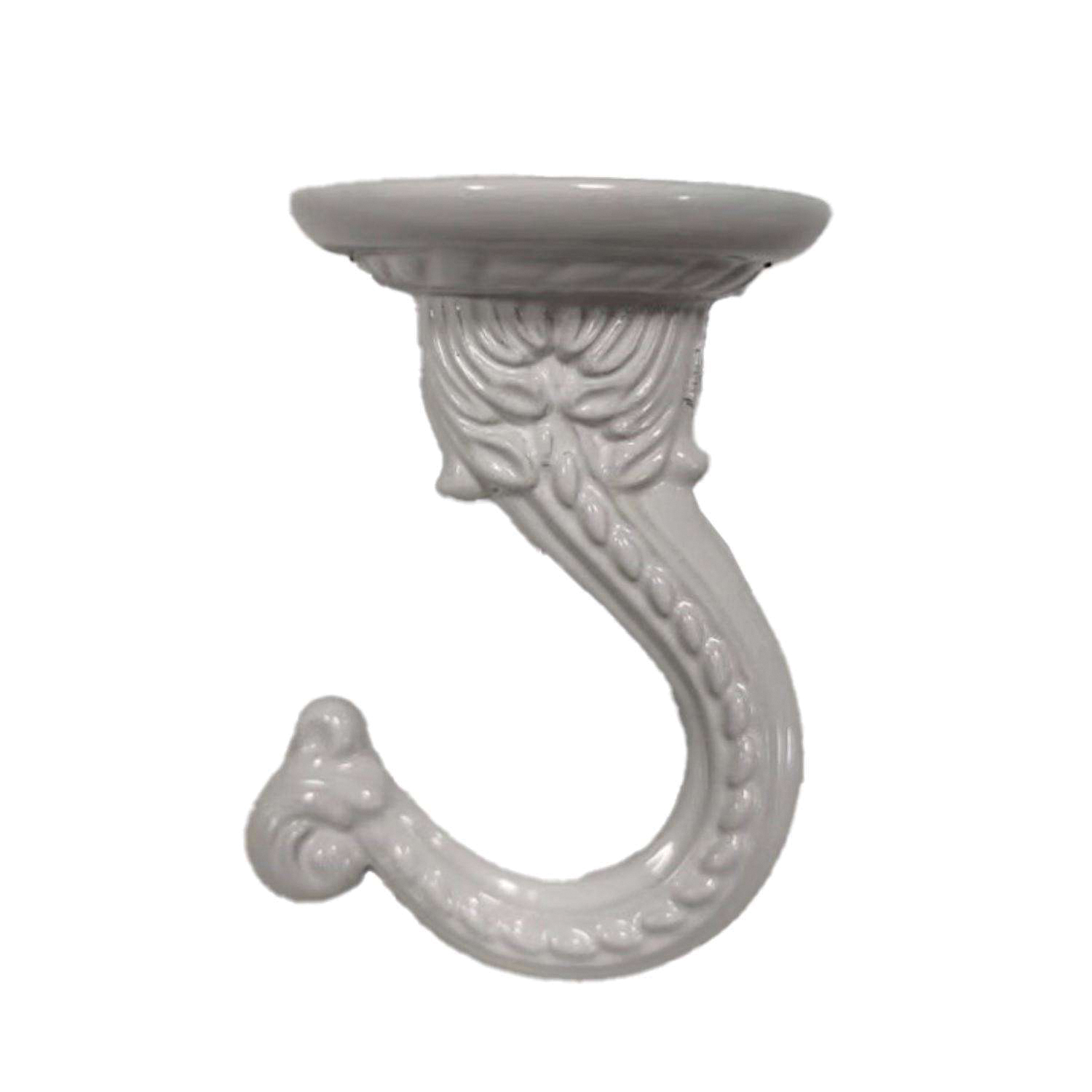 Swag Hook, 2 in H, Zinc, White, Ceiling