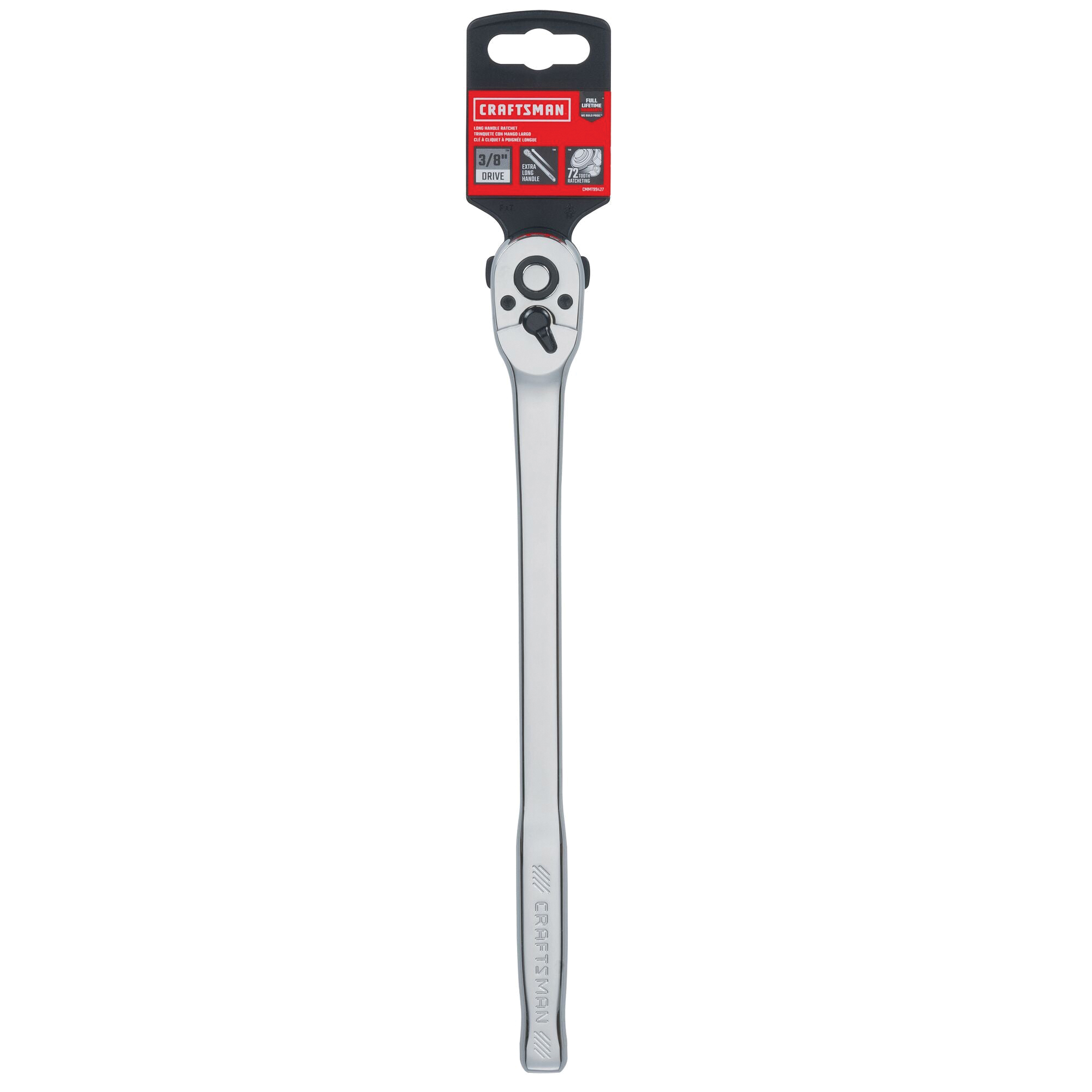 CMMT99427 Ratcheting Wrench, Metric, 3/8 in Drive, 14.6 in L, Steel, Polished Chrome