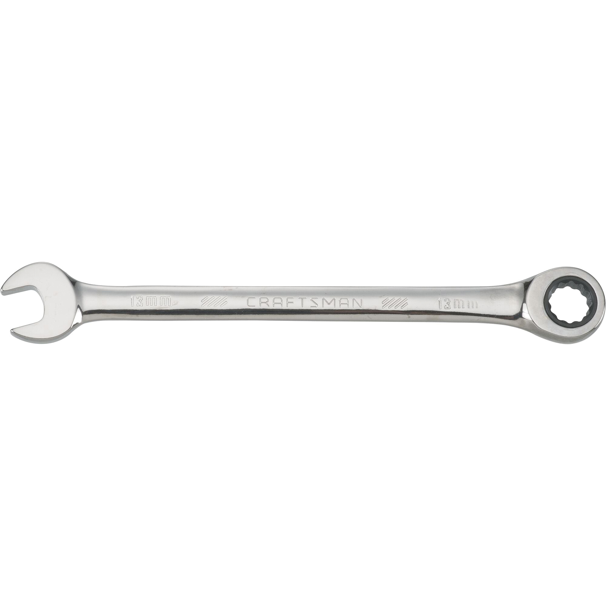 CMMT42571 Ratcheting Wrench, Metric, 13 mm Head, 6-1/2 in L, 12-Point, Steel, Polished Chrome