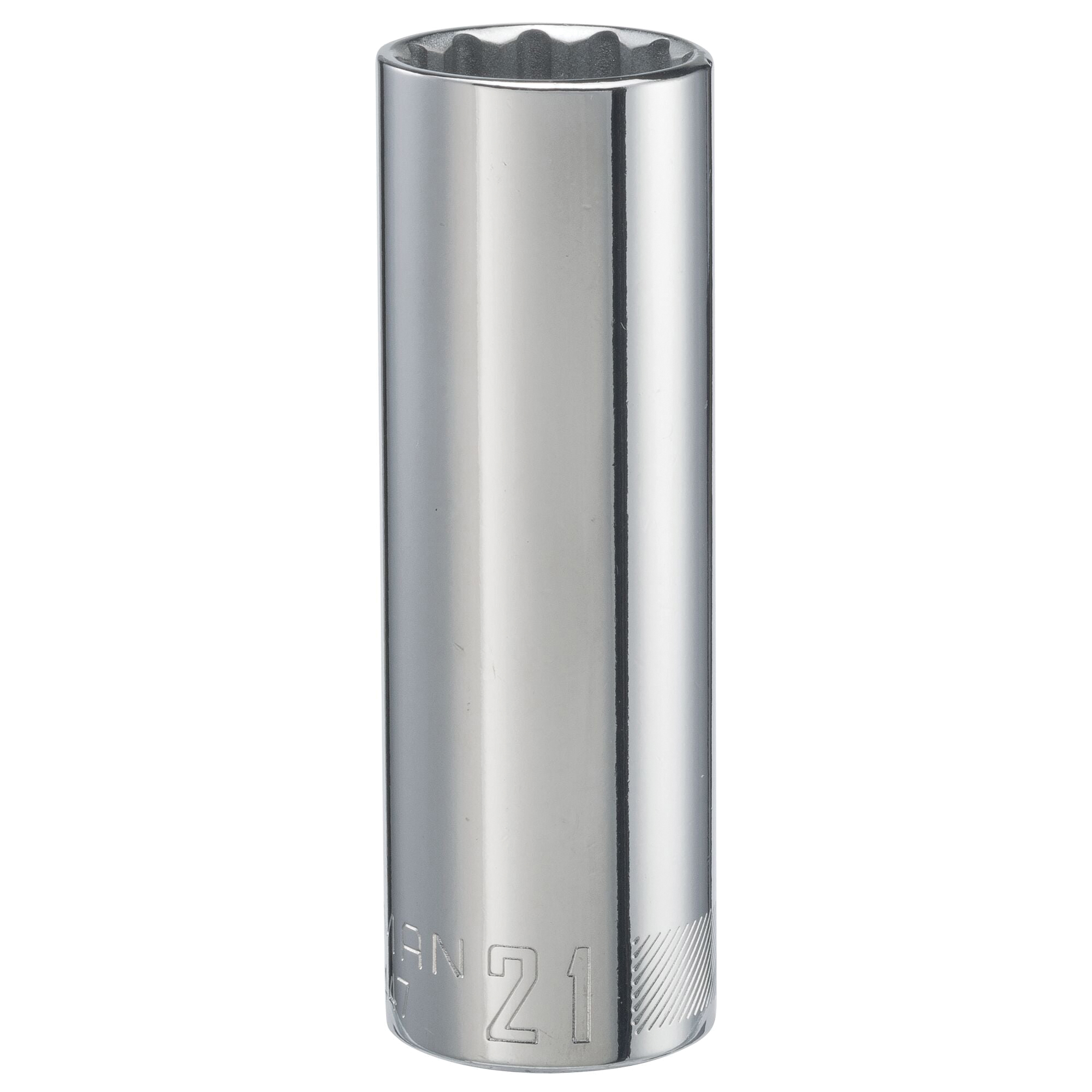CMMT44447 Socket, 21 mm Socket, 1/2 in Drive, 1-Point, Steel, Polished Chrome
