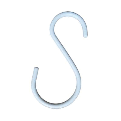 S Extender Hook, 3-1/2 in H, Steel, White, Hanging 2PK