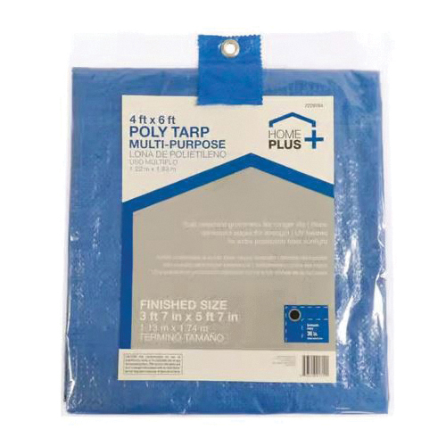 Light-Duty Tarp, Home Plus, 6 ft L, 4 ft W, 4 mil Thick, Polyethylene, Blue - 2