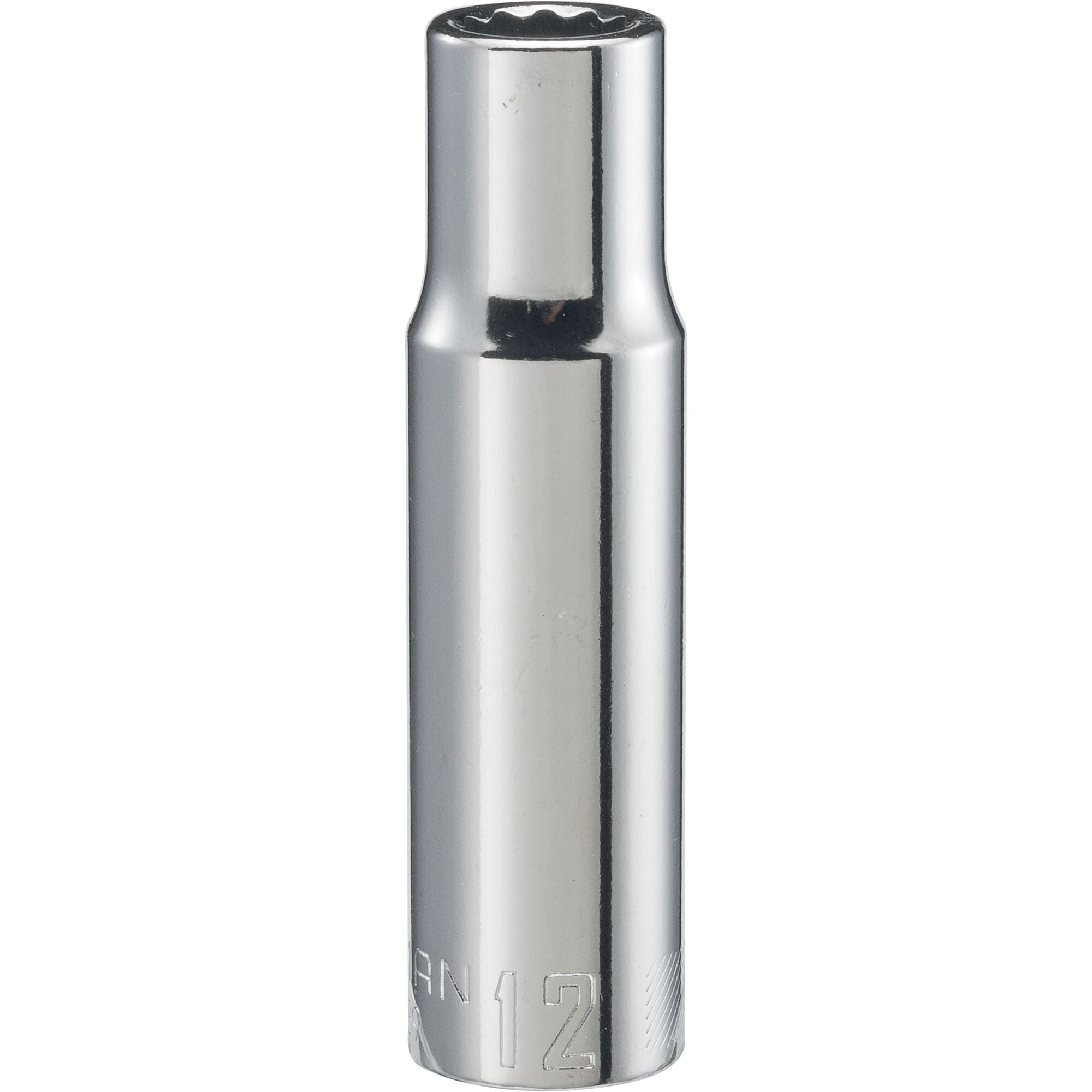 CMMT83189 Socket, 12 mm Socket, 1/2 in Drive, 12-Point, Steel, Polished Chrome