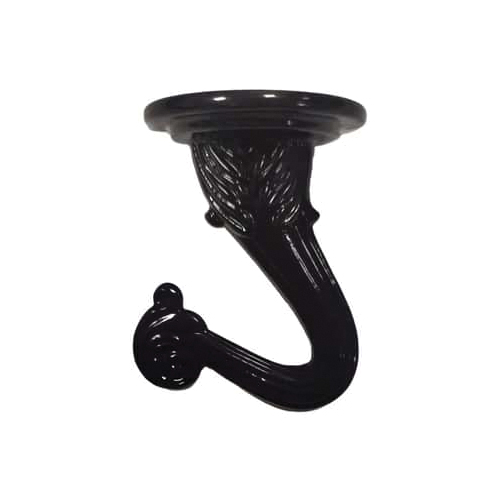 Swag Hook, 1-1/2 in H, Zinc, Black, Powder-Coated, Ceiling 2PK