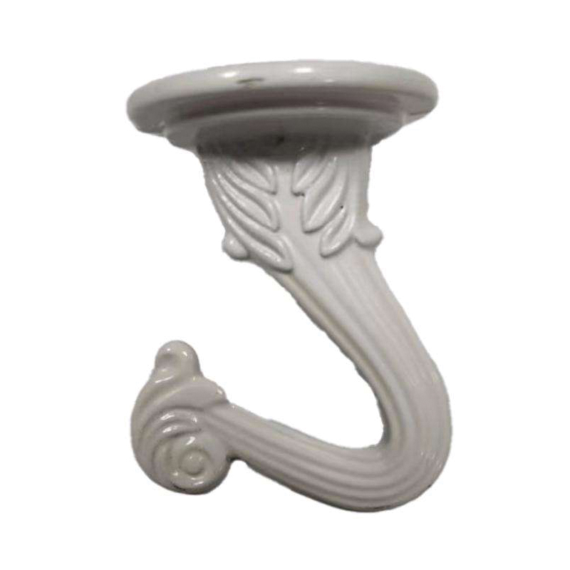 Swag Hook, 1-1/2 in H, Zinc, White, Powder-Coated, Ceiling 2PK
