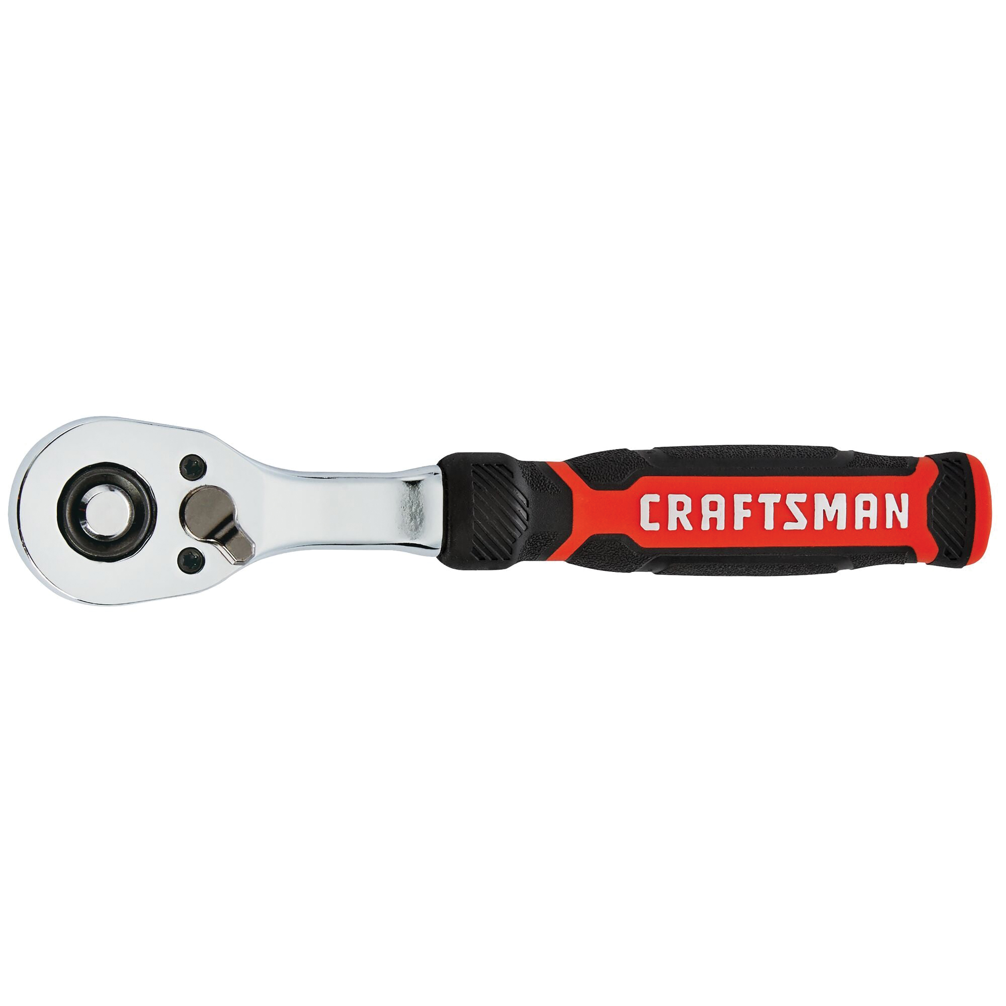CMMT86821 Low Profile Ratchet, SAE, 1/4 in Drive, 8.3 in L, Steel, Polished Chrome, Comfort Grip Handle
