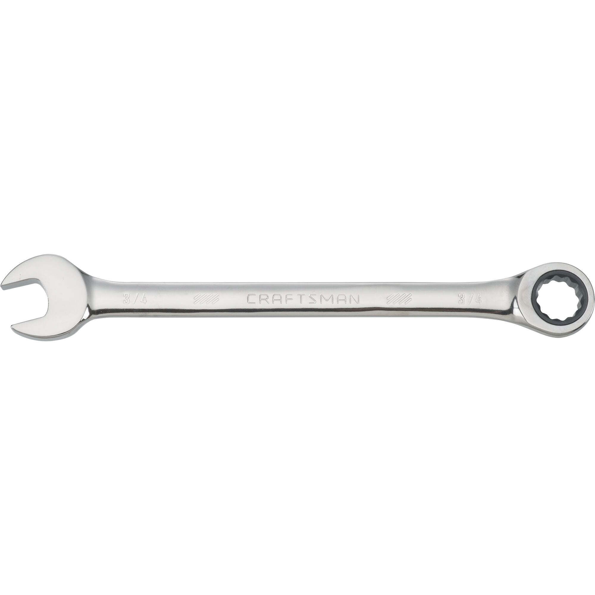 CMMT42567 Ratcheting Wrench, SAE, 3/4 in Head, 9.7 in L, 12-Point, Steel, Polished Chrome