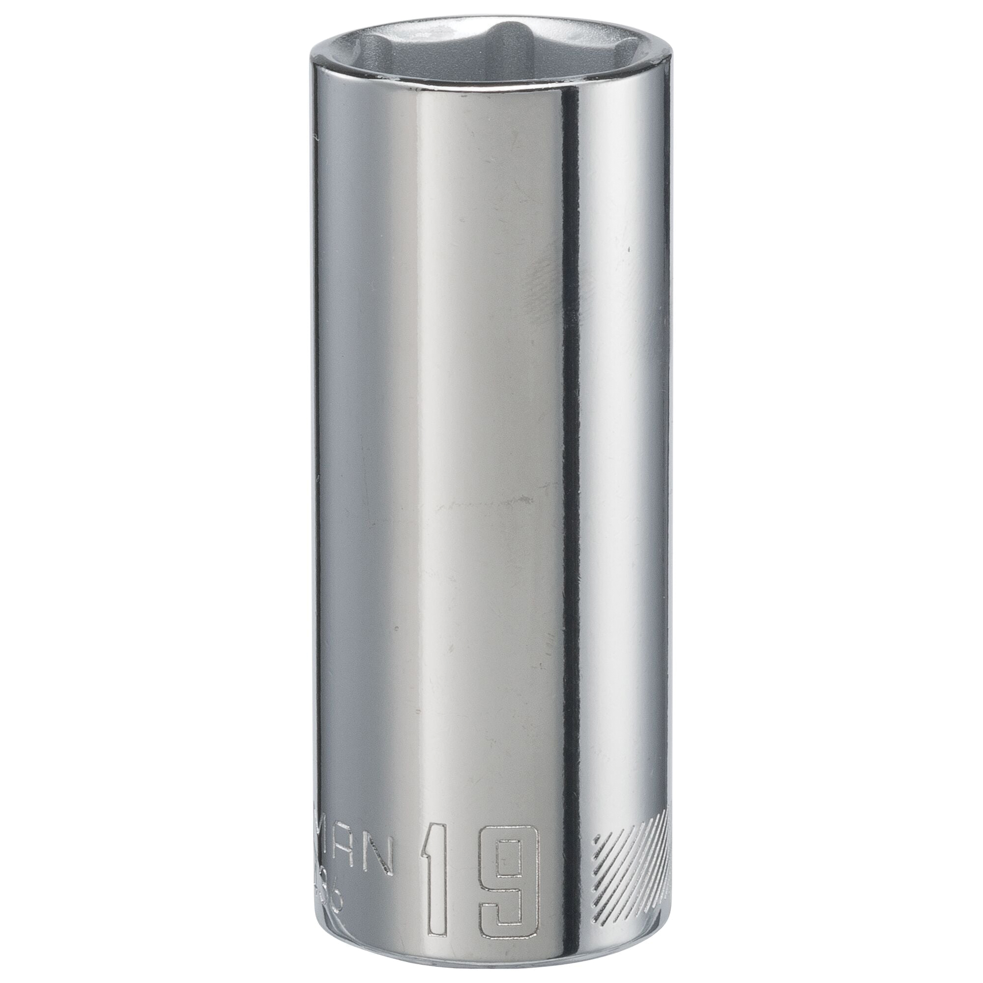 CMMT44436 Socket, 19 mm Socket, 3/8 in Drive, 6-Point, Steel, Polished Chrome