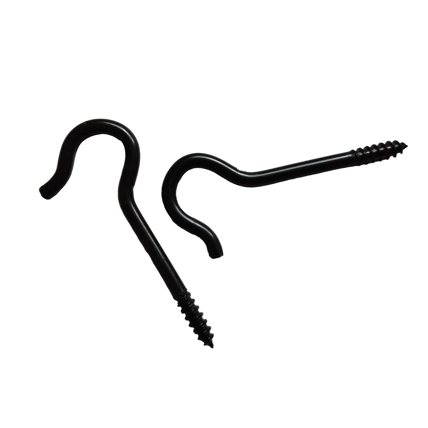 Swag Hook, 2-1/2 in H, Steel, Black, Ceiling 5PK