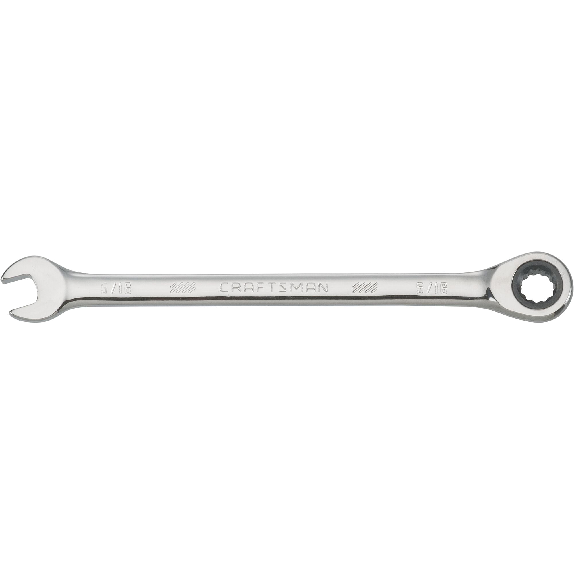 CMMT42560 Ratcheting Wrench, SAE, 5/16 in Head, 4.4 in L, 12-Point, Steel, Polished Chrome
