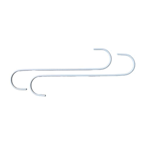 S Extender Hook, 12 in H, Steel, White, Hanging 2PK