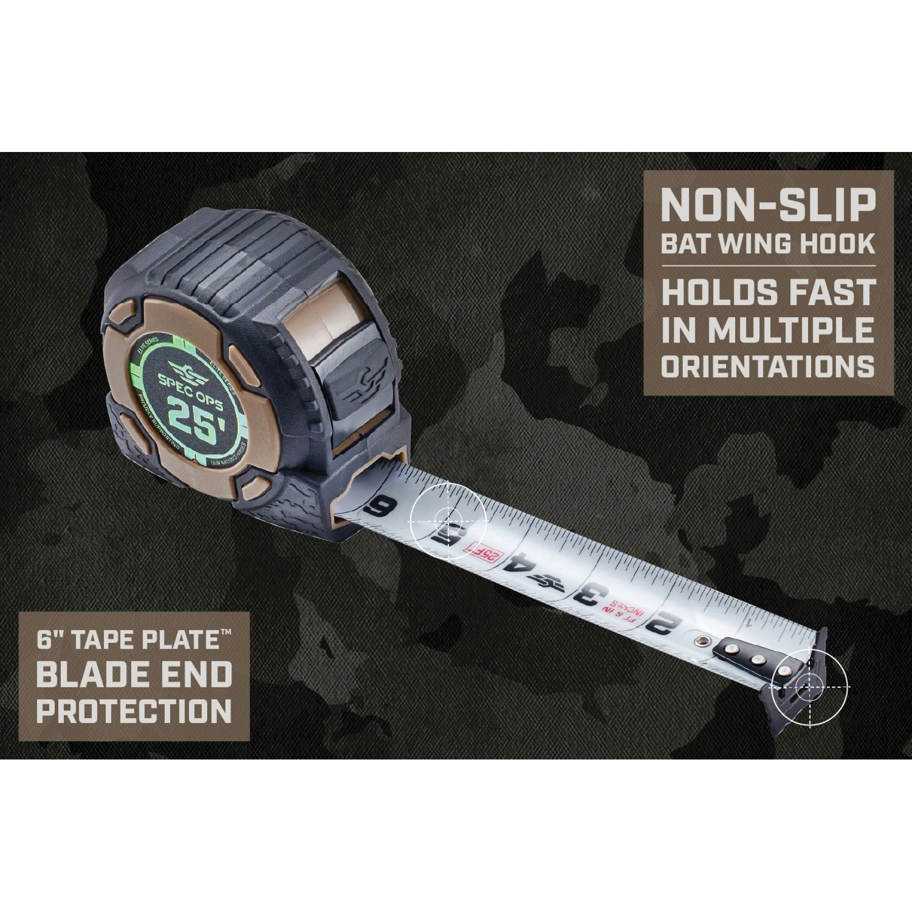 Ops Tape # Spec Ops Elite Series SPEC-PTM25 Tape Measure, 25 ft L Bl...