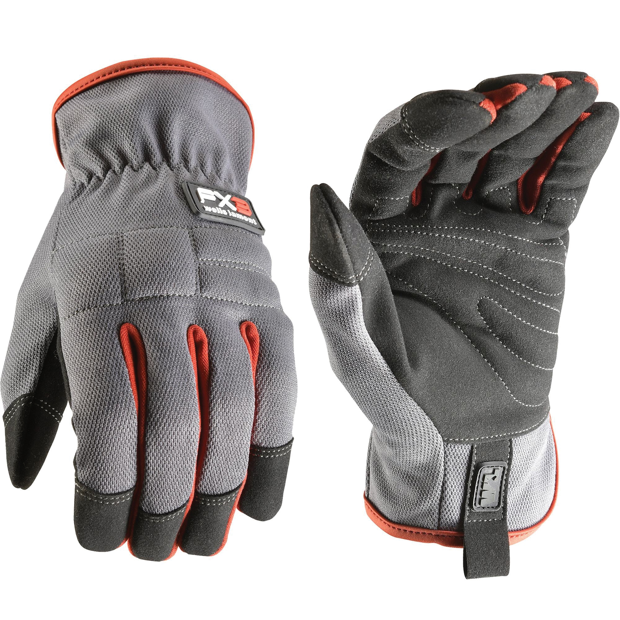 7862-XL Gloves, Men's, XL, Adjustable Wrist, Open, Shirred Elastic Wrist Cuff, Black/Gray
