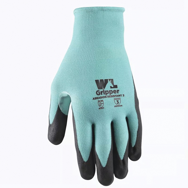 692-M-302 Gripper Grip Gloves, Women's, M, Saddle Thumb, Nitrile Coating, Nylon, Teal