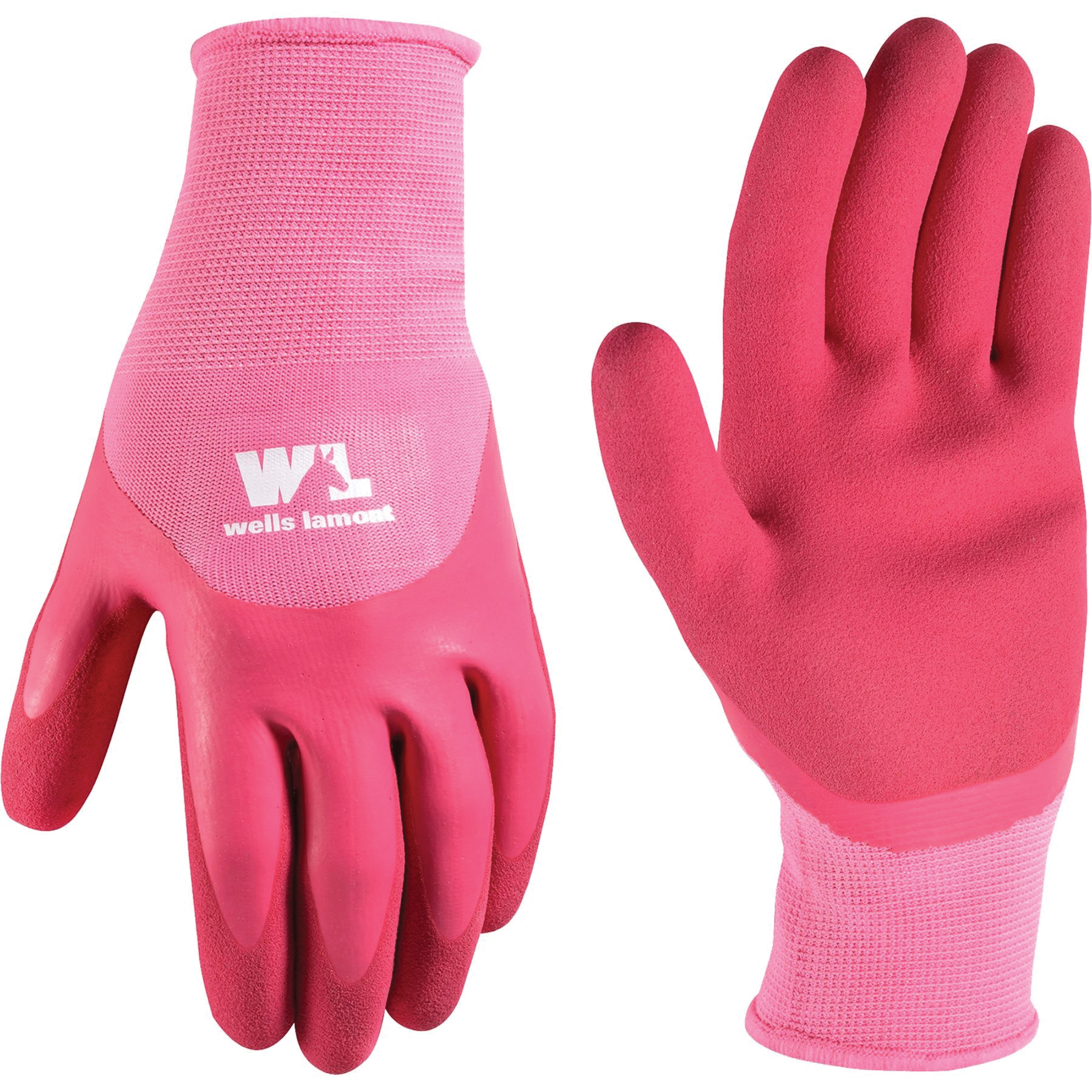 607-M Coated Gloves, Women's, M, Elastic Wrist, Open Cuff, Latex Coating, Latex, Pink
