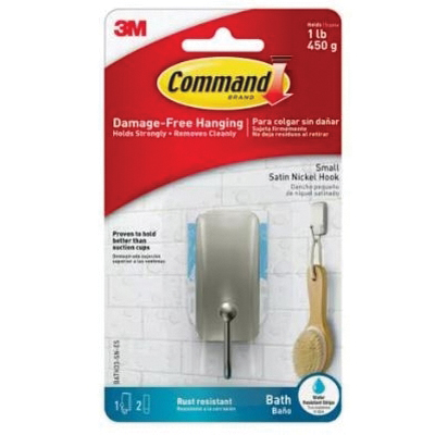 BATH33-SN-2ES Small Bath Hook, 1 lb, Metal, Silver, Satin Nickel