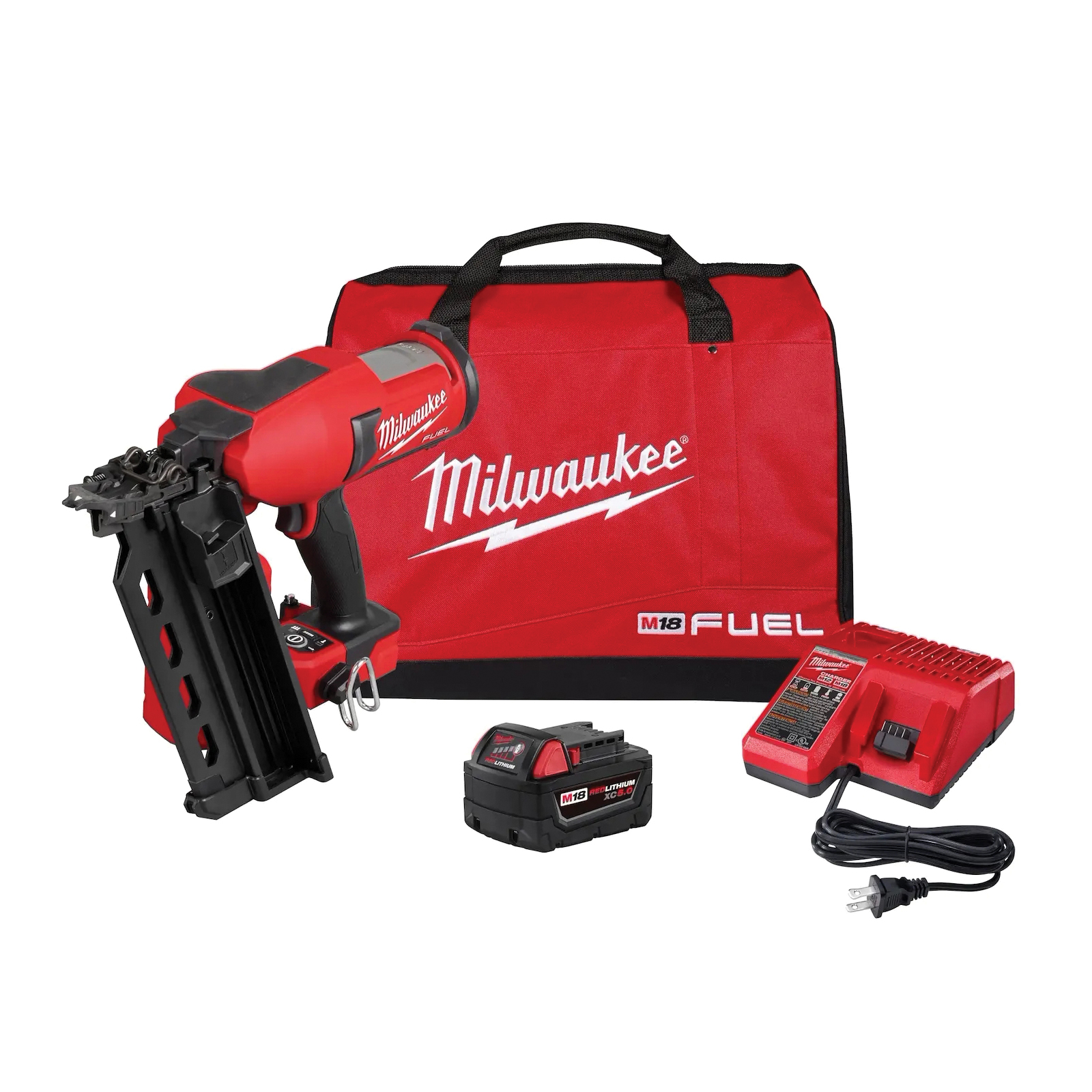 M18 FUEL 2844-21 Duplex Nailer Kit, Tool Only, 18 V, 5 Ah, 800 Magazine, 21 deg Collation, Strip Collation
