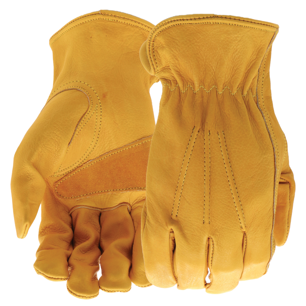 B81001-XL Work Gloves, Men's, XL, Keystone Thumb, Slip-On Cuff, Cowhide Leather, Natural
