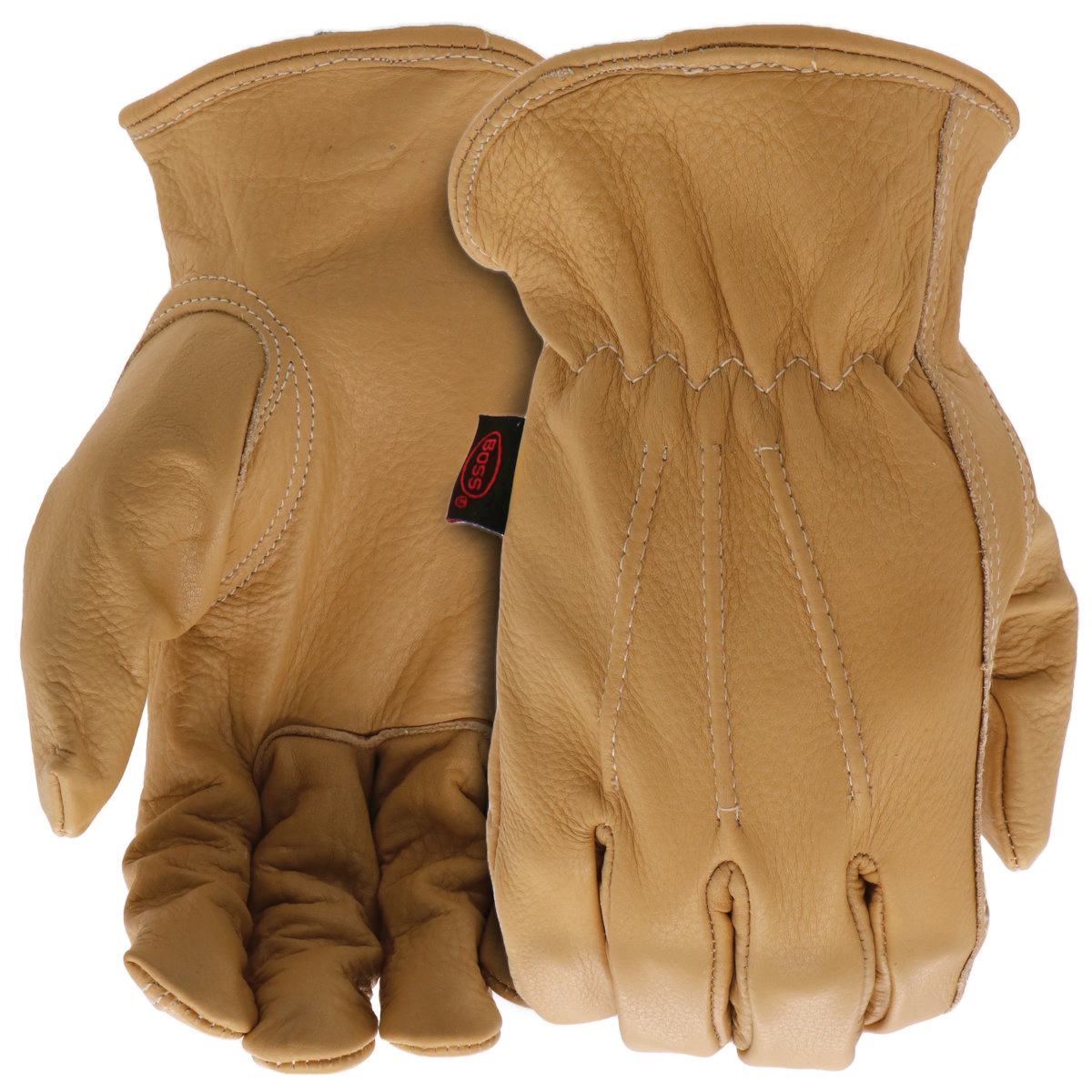 B81041-L Work Gloves, Men's, L, Keystone Thumb, Slip-On Cuff, Cowhide Leather, Natural