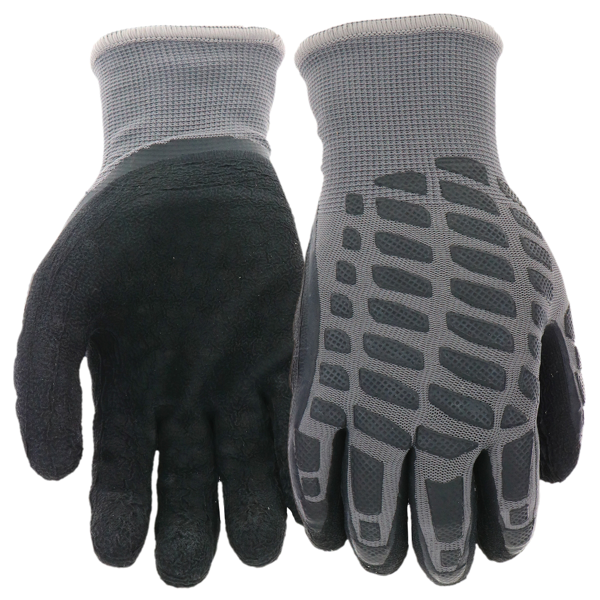 Arctik B93121-L Work Gloves, Men's, L, Wing Thumb, Elastic Knit Wrist, Slip-On Cuff, Latex/Polyester, Black
