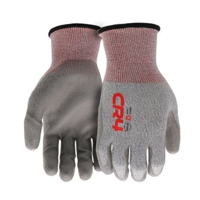 Tactile Series B33111-L Work Gloves, Unisex, L, Elastic Knit Wrist Cuff, Polyurethane Coating, HPPE, Gray