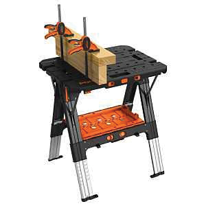 60P Worktable, 31 in OAW, 35 in OAH, 500, 1000 lb, Plastic Surface, Aluminum Frame, Black/Orange