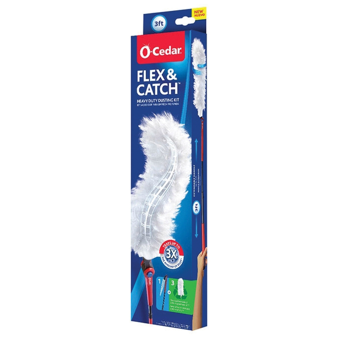 Flex & Catch 172148 Dusting Kit, Polyester Head, Plastic Handle, 3 ft L Handle