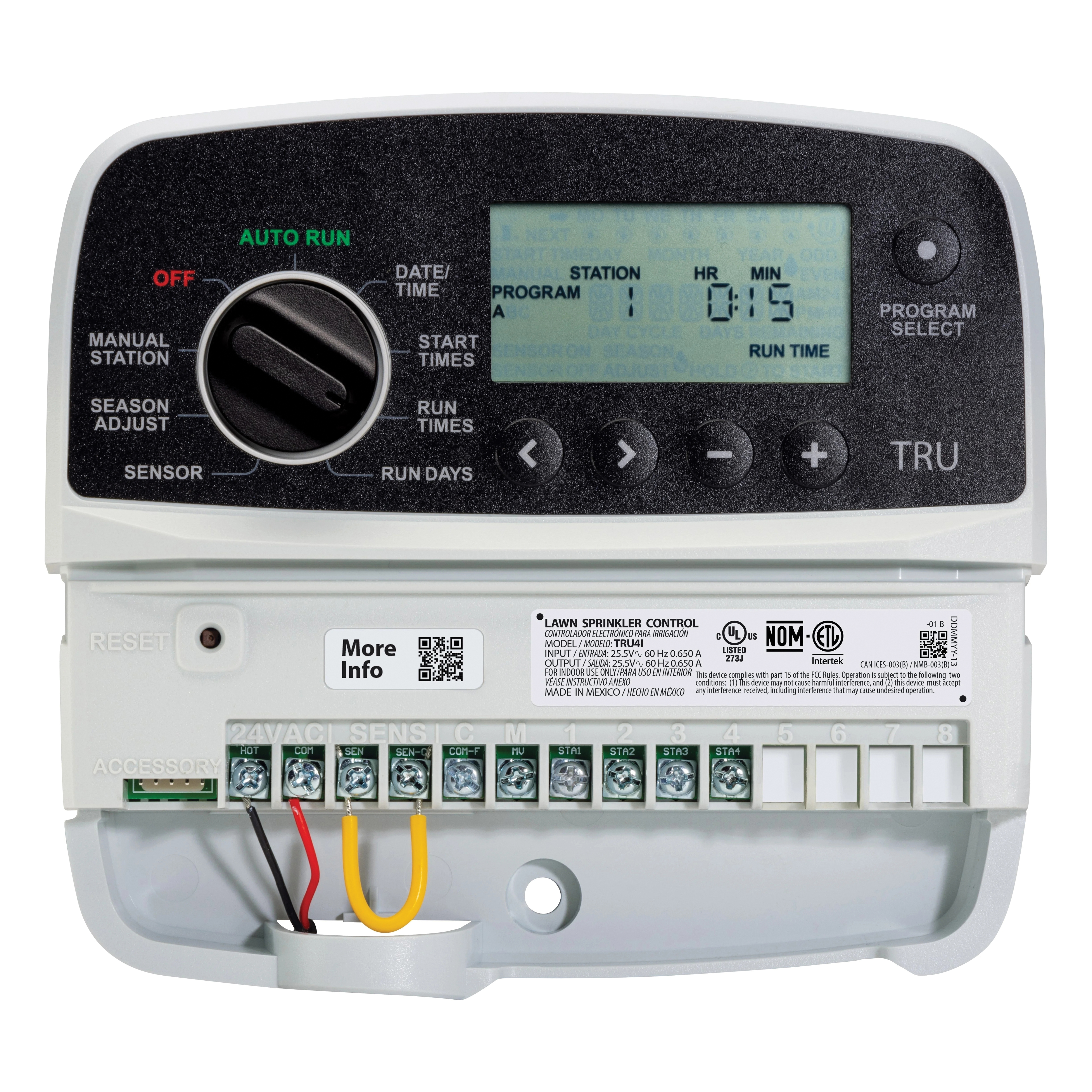 Rain Bird TRU Series TRU8O Irrigation Controller, 120 V, 8-Zone, 3-Program, Digital Display, Screw, White - 2