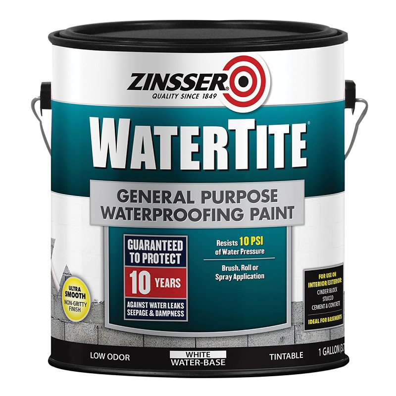 369381 Waterproofing Paint, Flat, Liquid, White, 1 gal