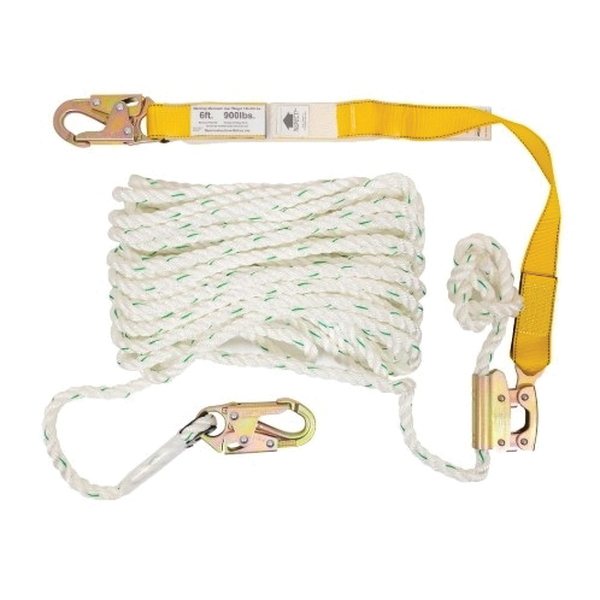 L242050W Lifeline, 50 ft L Line, 5/8 in W Line, Double-Locking, Snap Harness Hook