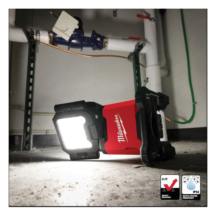 Milwaukee ROVER 2368-20 Dual Power Triple-Panel Flood and Area Light, 0.5 A, 120 VAC, M18 Redlithium Battery, LED Lamp - 5