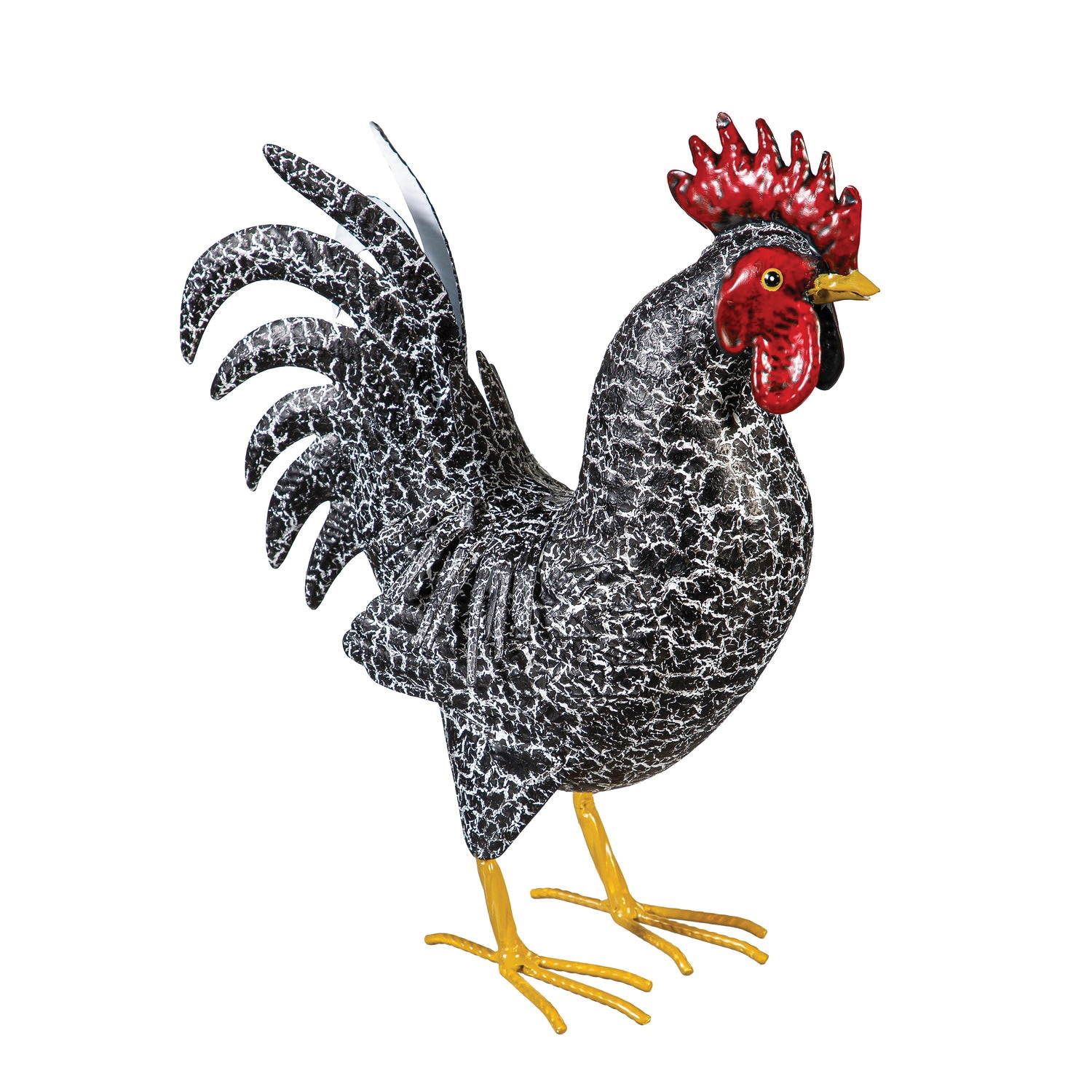 Plow & Hearth 47M6001 Garden Statue, 14 in H, Rooster with Dark Feathers, Metal - 2