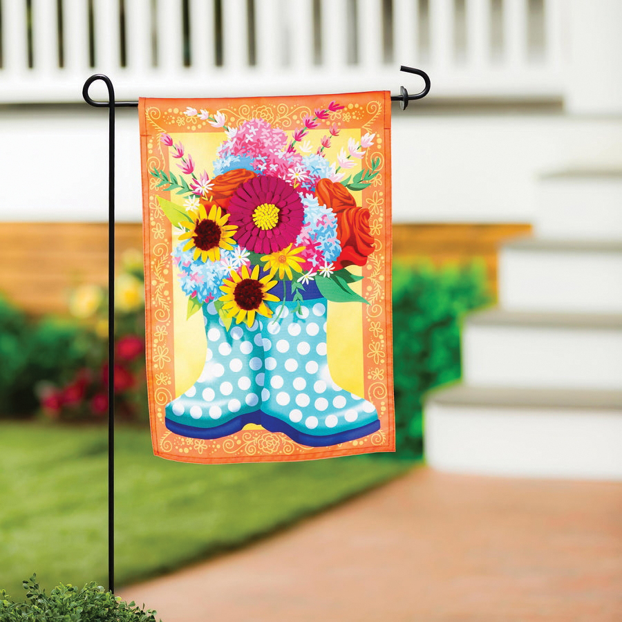 Evergreen Flag 169971 Applique Garden Flag, 18 in L, 12-1/2 in W, Floral Rain Boots, Nylon/Plastic/rPET - 2