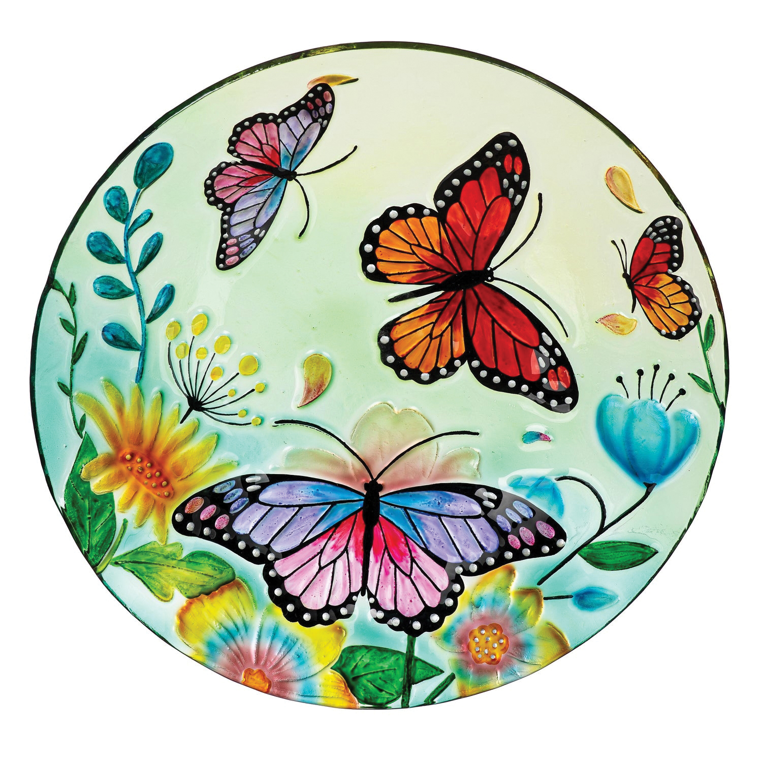 Plow & Hearth 2GB7270 Bird Bath, 64 oz, Butterfly, Glass - 2