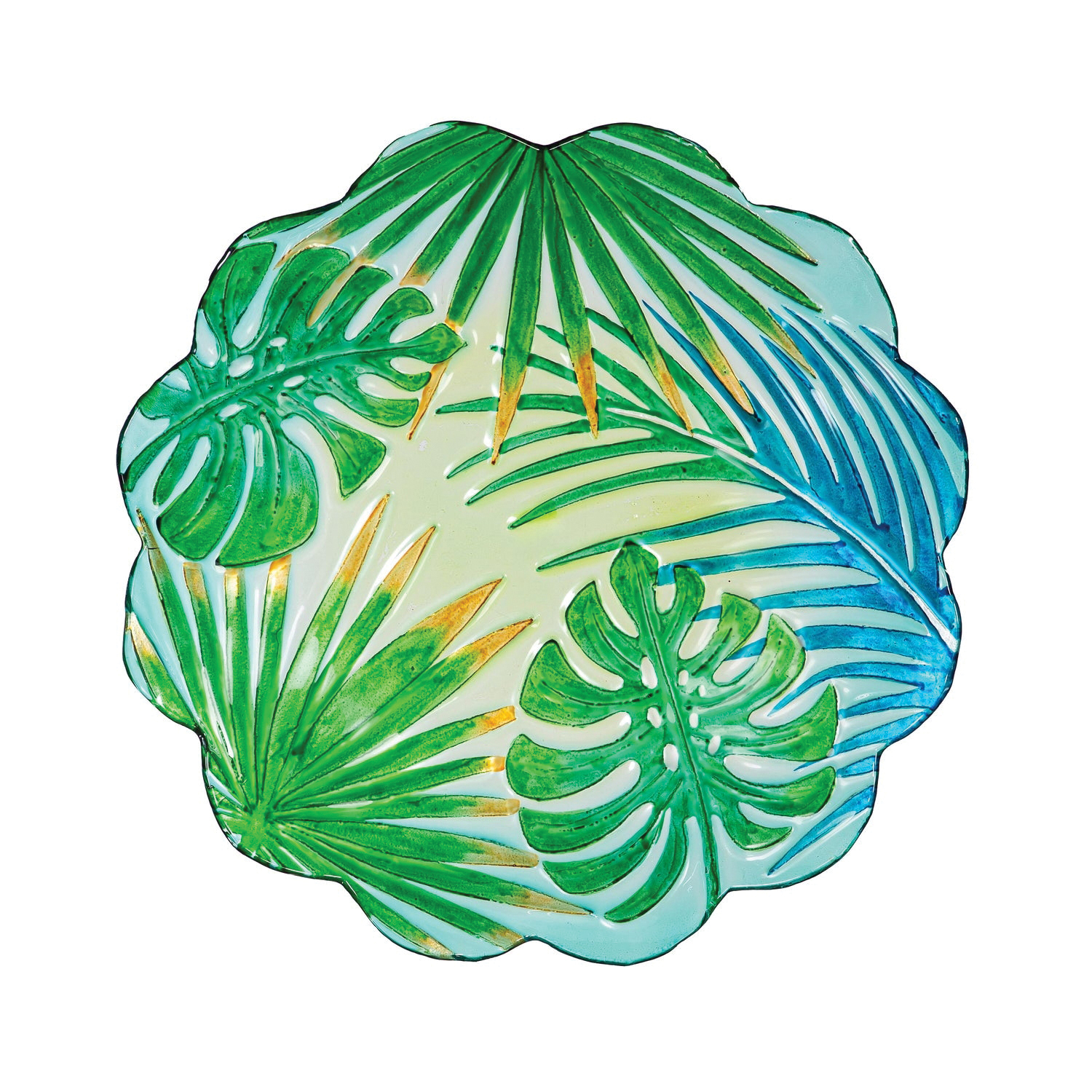 Plow & Hearth 2GB7306 Bird Bath, 64 oz, Palm Leaves, Glass - 3