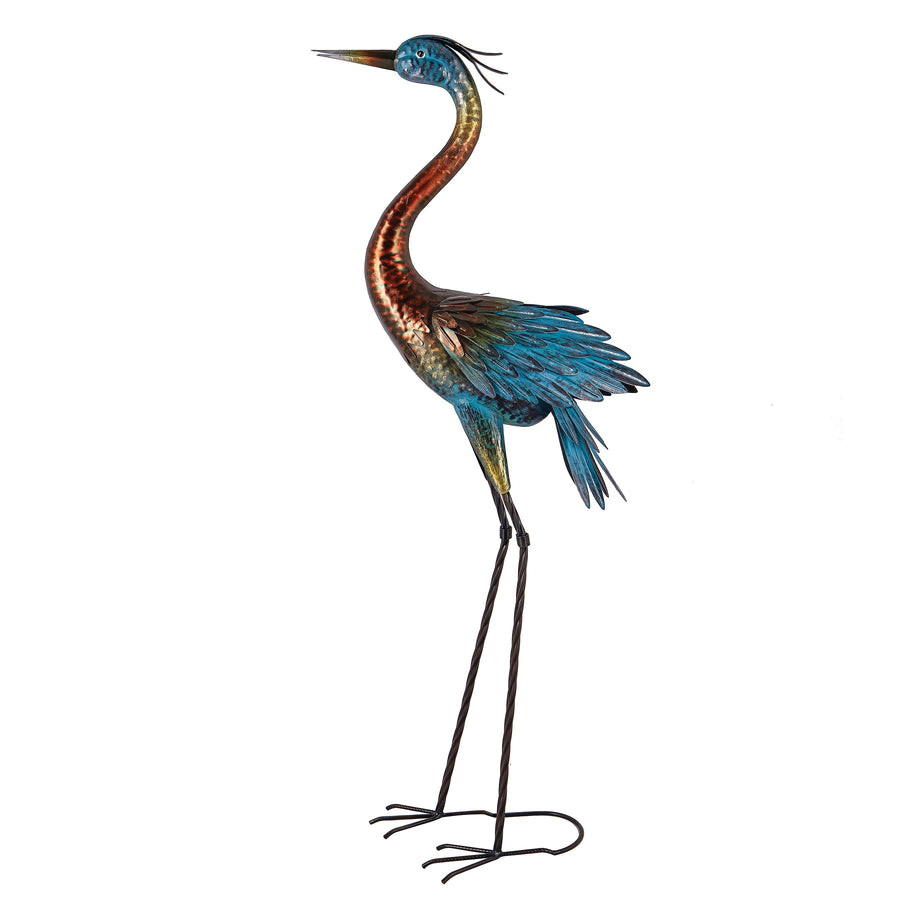 Plow & Hearth 47M4510 Garden Statue, 48 in H, Crane with Verdigris Wings, Bronze - 3