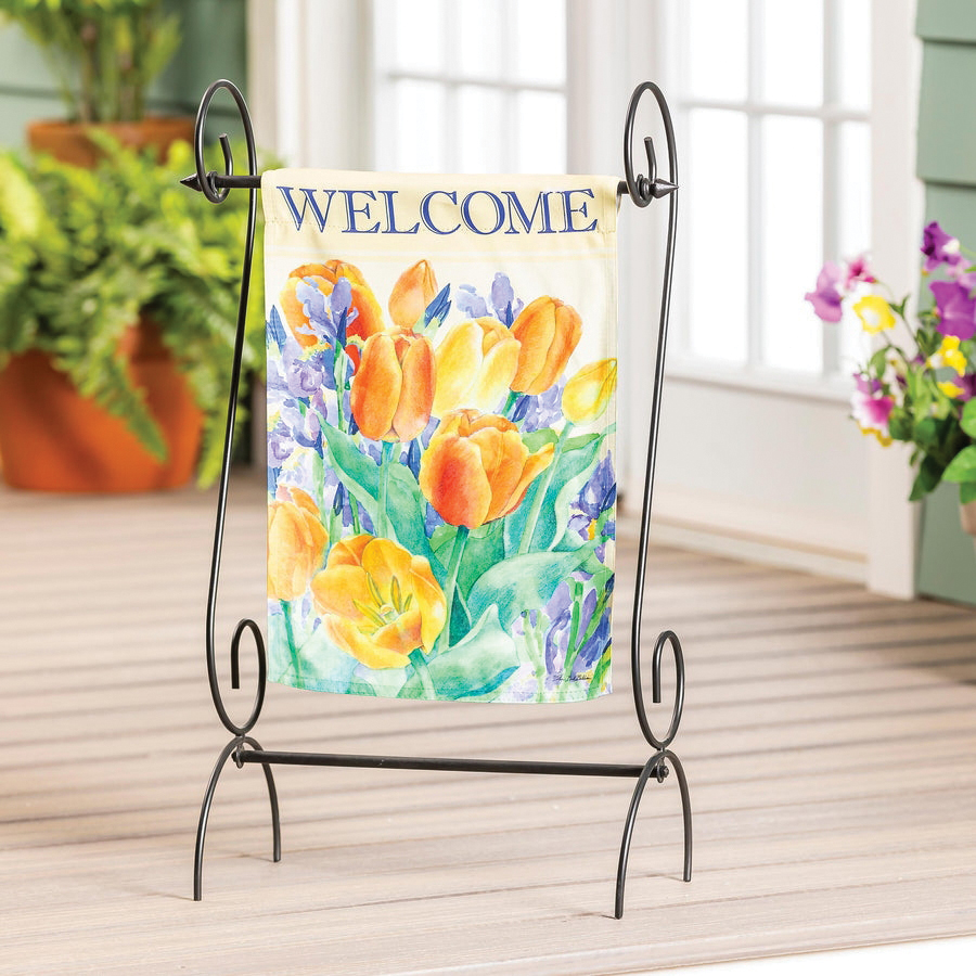 Evergreen Flag 14S12531 Garden Flag, 18 in L, 12-1/2 in W, Tulip Garden, Welcome, rPET/Suede - 2