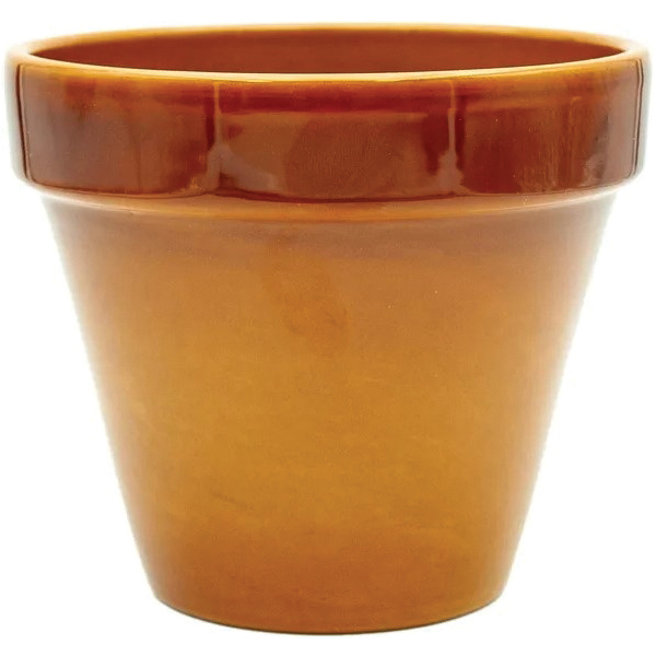 BORDER CONCEPTS 803126 Border Concepts 803126 Standard Pot with Attached Saucer, 5-1/2 in Dia, 6-1/2 in H, Amber - 1