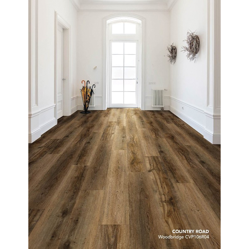 CVP106R04 Flooring Plank, 60 in L, 9 in W, Pressed Bevel Edge, Stone Polymer Composite/Vinyl