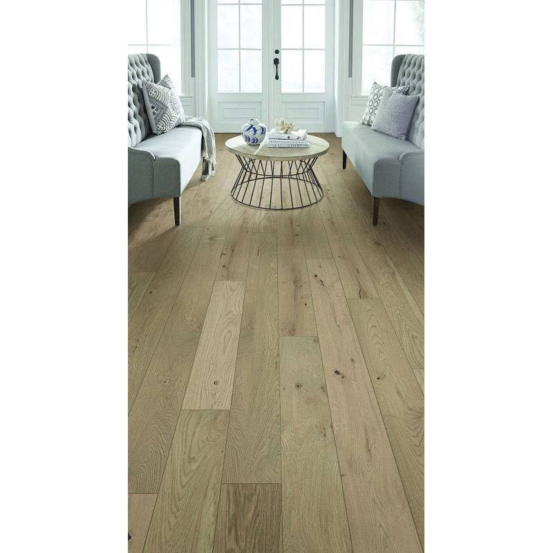 HCE707A04 Flooring Plank, 1-1/2 to 6 ft L, 6-1/2 in W, Micro Bevel Edge, White Oak, Oyster Bay