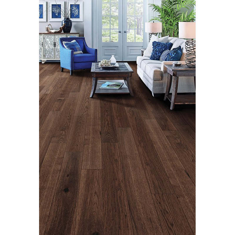 HCE603D03 Flooring Plank, 1-1/2 to 6 ft L, 6-1/2 in W, Micro Bevel Edge, Hickory Wood