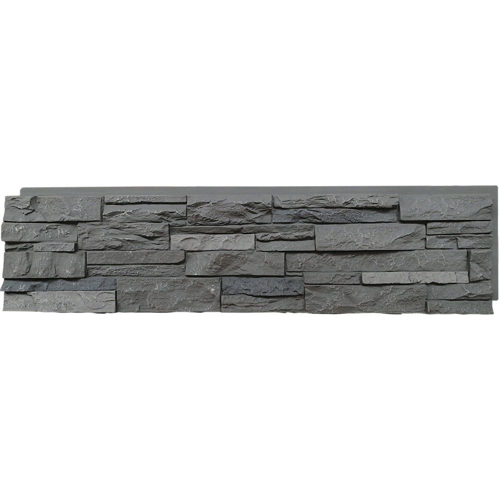 308VAP Siding Panel, 13 in L, 48 in W, 2 in Thick, Interlocking Edge, Ledgestone Profile, Volcano Ash