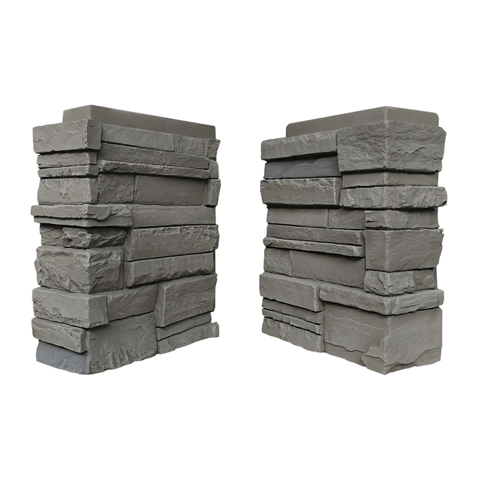 310ATC Siding Corner, 13 in L, 10 in W, 4 in Thick, Interlocking Edge, Stacked Stone Profile