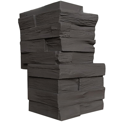 301CMC Siding Corner, 13 in L, 10 in W, 4 in Thick, Interlocking Edge, Slatestones Contemporary Profile